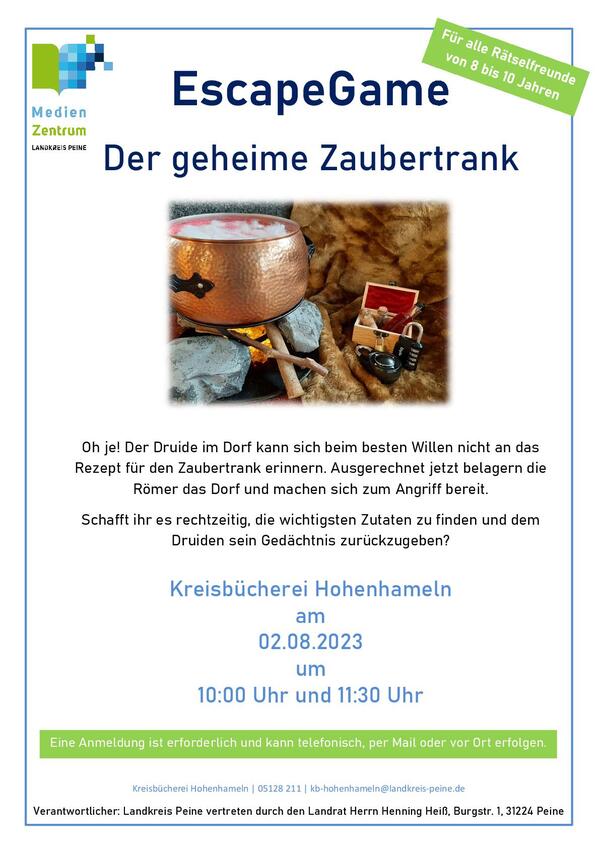 Plakat KBH EscapeGame Zaubertrank-001